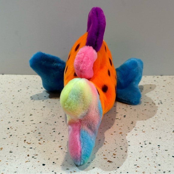 TY "Lips" Beanie Baby Buddies Tie Dye Rainbow‎ Large Plush Fish 1999 Retired - Picture 3 of 9